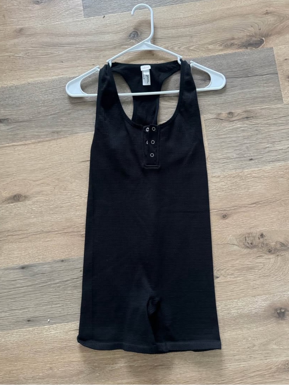 Black Waffle Knit Romper Jumpsuit